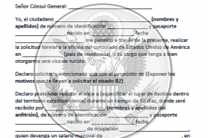 Carta de solicitud de visa de turista
