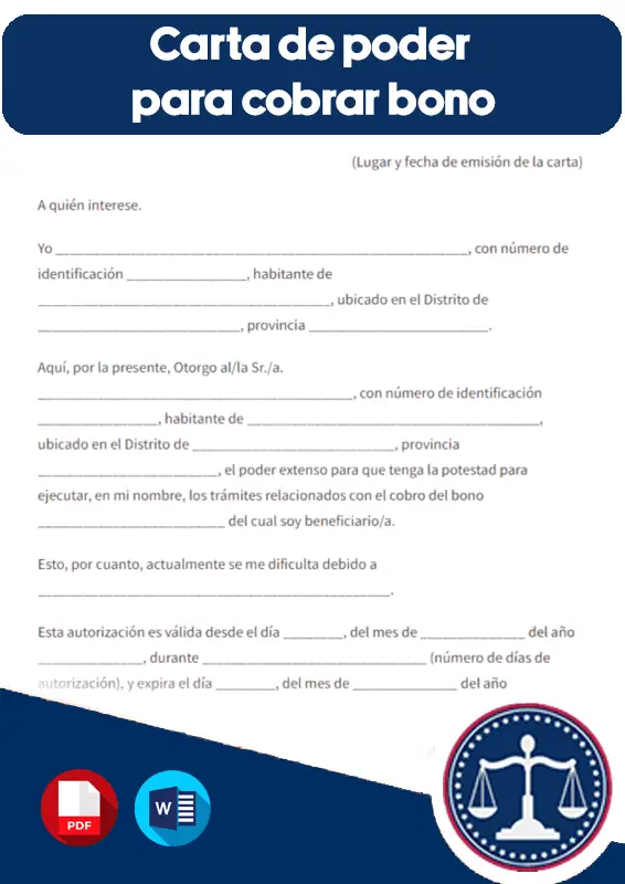 carta de poder para cobrar bono