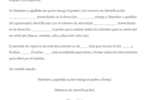 Cartas de poder para venta de vehículos